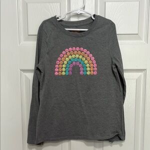 Cat & Jack Gray Long Sleeve Tee with Rainbow Design